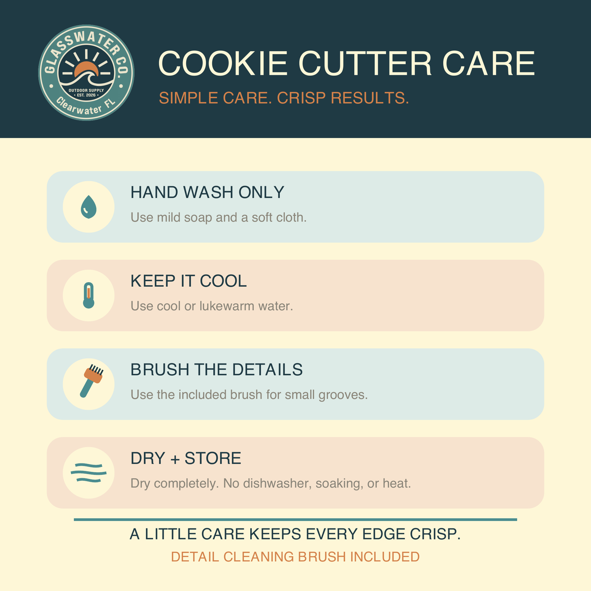 Cookie cutter care instructions