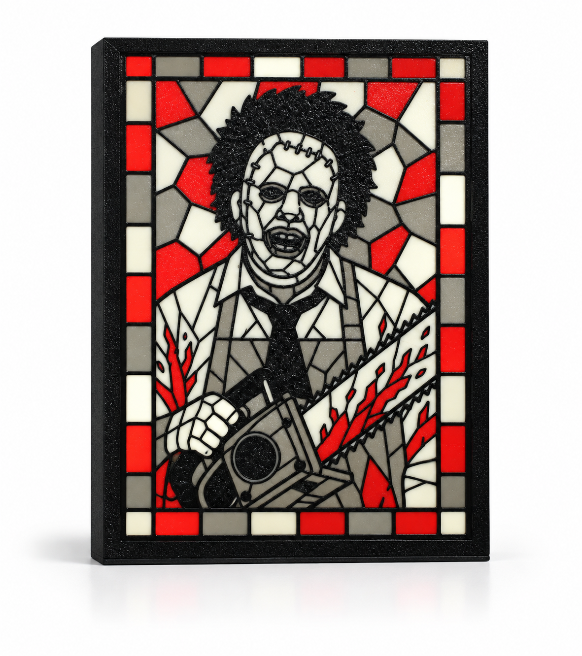 Leatherface 3D Printed Stained Glass Light Box | Texas Chainsaw Massacre Horror Lamp