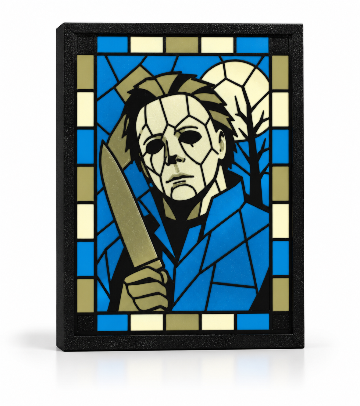 Michael Myers 3D Printed Stained Glass Light Box | Halloween Horror Lamp