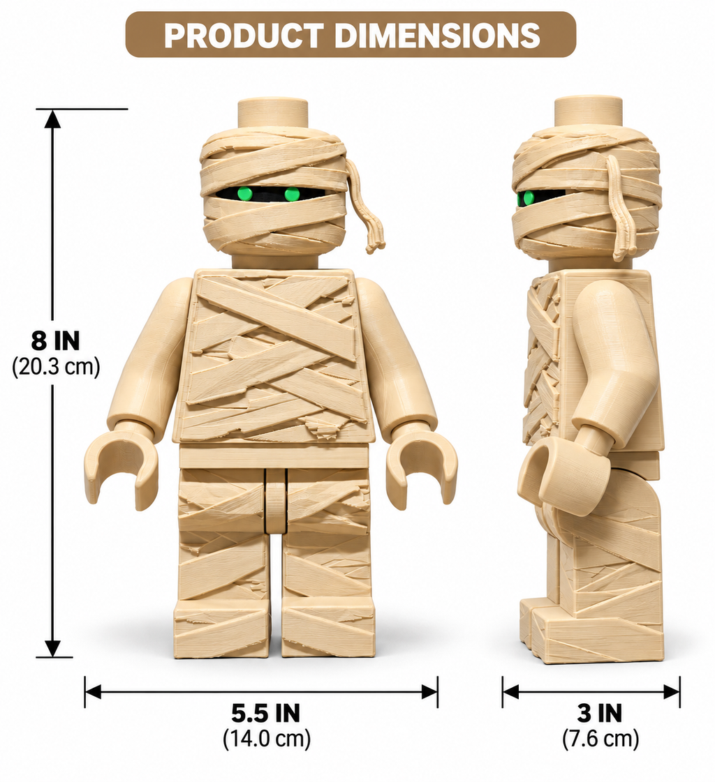Mummy Block Figure | 8” 3D Printed Halloween Decor