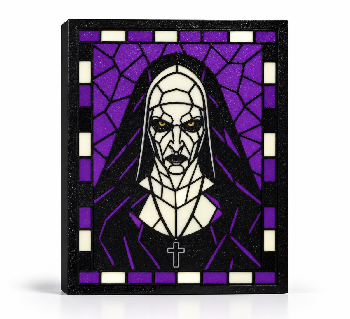 The Nun 3D Printed Stained Glass Light Box | Horror Movie Lamp