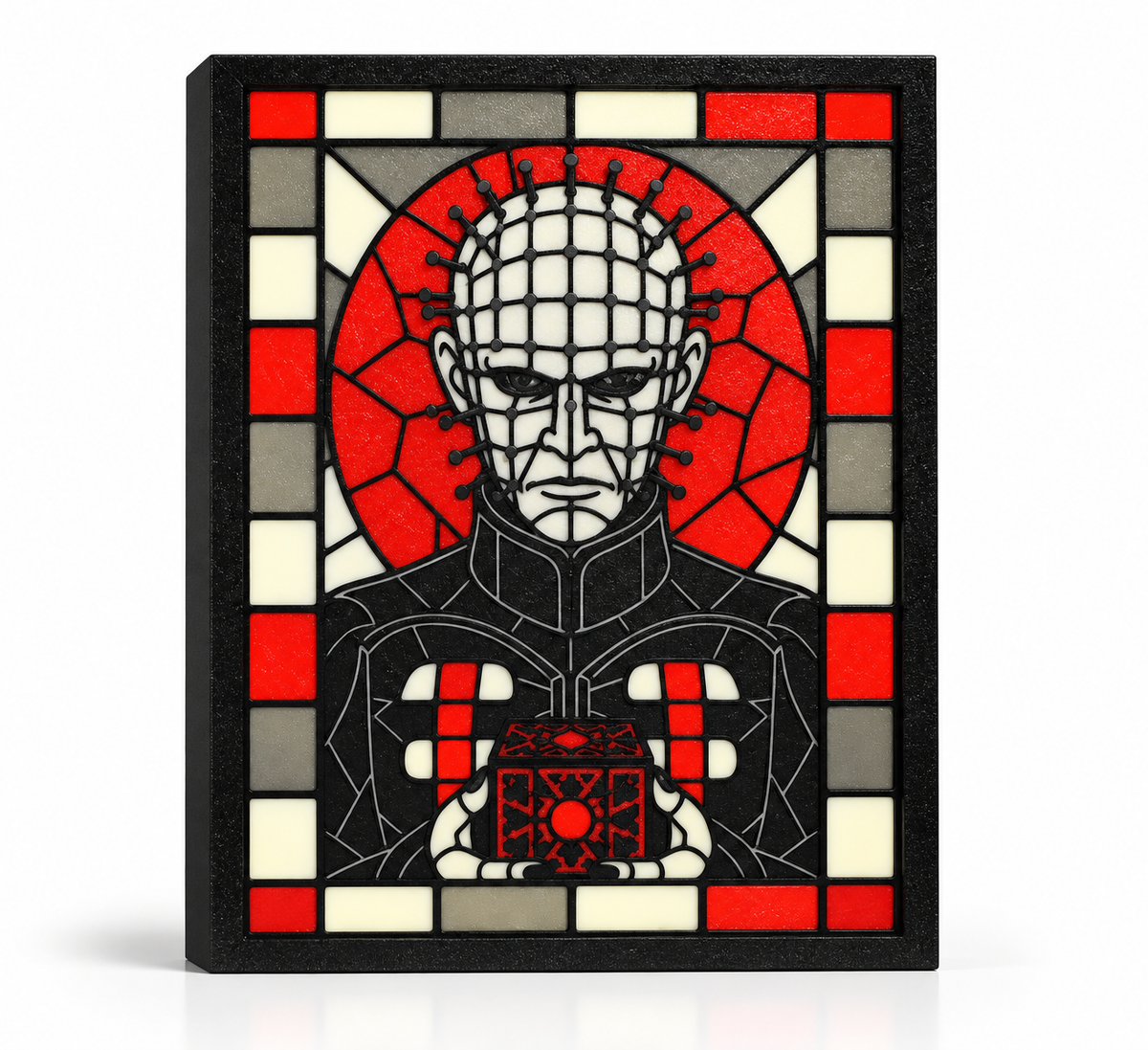 Pinhead 3D Printed Stained Glass Light Box | Hellraiser Horror Lamp