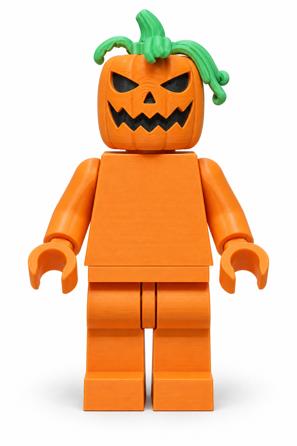 Jack-O’-Lantern Block Figure | 9” 3D Printed Halloween Decor