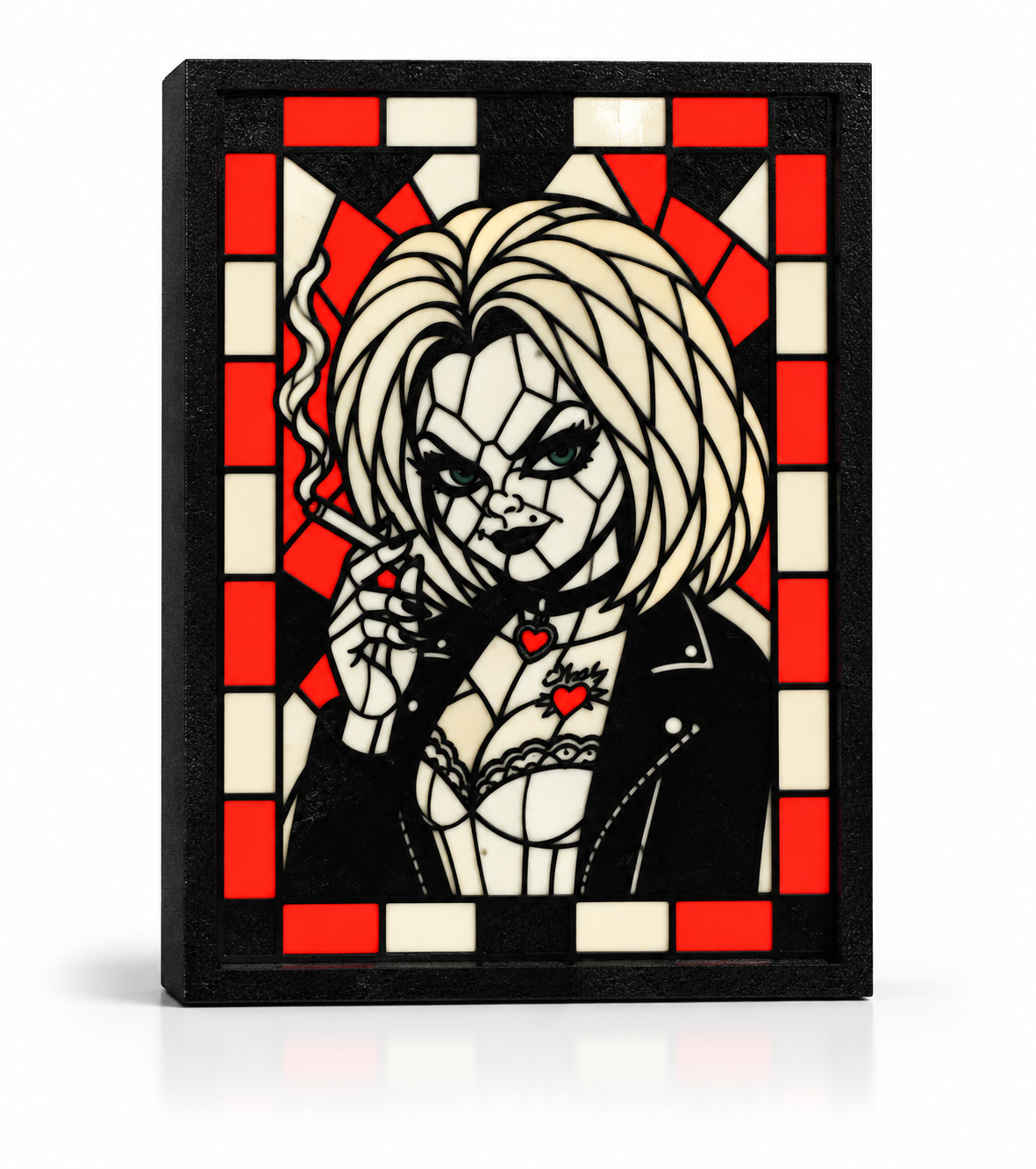 Tiffany Valentine 3D Printed Stained Glass Light Box | Bride of Chucky Horror Lamp